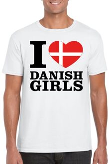 Bellatio Decorations I love Danish girls t-shirt wit heren 2XL