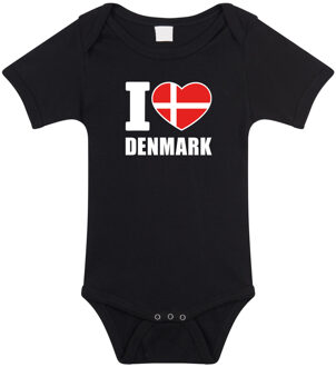 Bellatio Decorations I love Denmark baby rompertje zwart Denemarken jongen/meisje 56 (1-2 maanden)