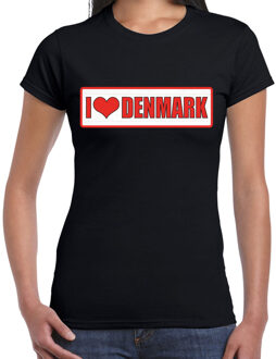 Bellatio Decorations I love Denmark / Denemarken landen t-shirt zwart dames