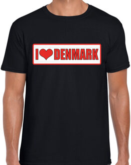 Bellatio Decorations I love Denmark / Denemarken landen t-shirt zwart heren