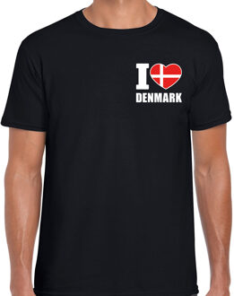 Bellatio Decorations I love Denmark t-shirt Denemarken zwart op borst voor heren
