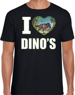 Bellatio Decorations I love dino's t-shirt met dieren foto van een dino zwart voor heren