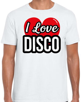 Bellatio Decorations I love disco verkleed t-shirt wit voor heren - Disco party verkleed outfit 2XL