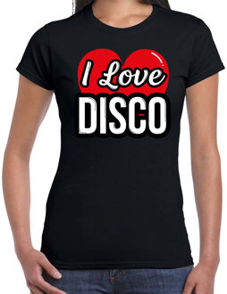 Bellatio Decorations I love disco verkleed t-shirt zwart voor dames - Disco party verkleed outfit 2XL