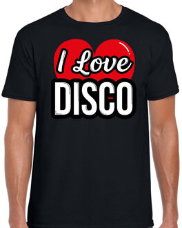 Bellatio Decorations I love disco verkleed t-shirt zwart voor heren - Disco party verkleed outfit 2XL