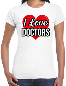 Bellatio Decorations I love doctors verkleed t-shirt wit voor dames - Outfit verkleed feest 2XL