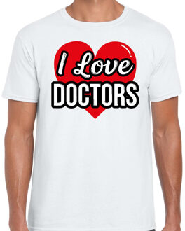 Bellatio Decorations I love doctors verkleed t-shirt wit voor heren - Outfit verkleed feest 2XL