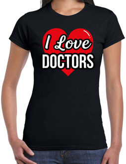 Bellatio Decorations I love doctors verkleed t-shirt zwart voor dames - Outfit verkleed feest 2XL