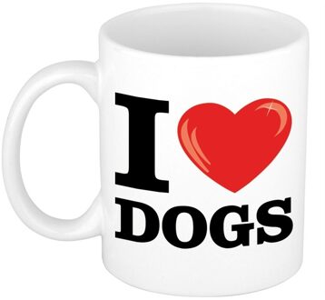 Bellatio Decorations I Love Dogs koffiemok / beker 300 ml - cadeau voor honden liefhebber Multikleur