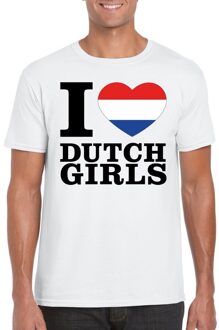 Bellatio Decorations I love Dutch girls t-shirt wit heren - Nederland shirt 2XL