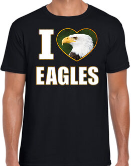 Bellatio Decorations I love eagles t-shirt met dieren foto van een amerikaanse zeearend zwart voor heren - cadeau shirt adelaars vogel liefhebber XL