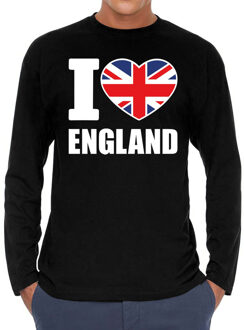 Bellatio Decorations I love England supporter t-shirt - lange mouwen - voor heren - zwart - Engeland landen shirt