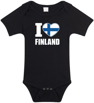 Bellatio Decorations I love Finland baby rompertje zwart jongen/meisje 80 (9-12 maanden)
