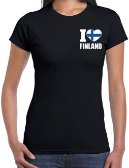 Bellatio Decorations I love Finland landen shirt zwart voor dames - borst bedrukking 2XL