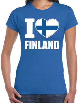 Bellatio Decorations I love Finland t-shirt blauw voor dames 2XL