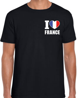 Bellatio Decorations I love France / Frankrijk landen shirt zwart voor heren - borst bedrukking 2XL