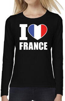 Bellatio Decorations I love France long sleeve t-shirt zwart voor dames XS