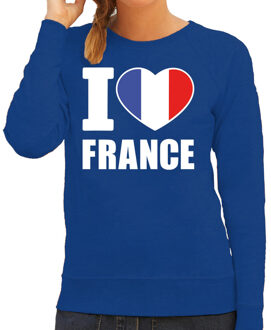 Bellatio Decorations I love France sweater / trui blauw voor dames 2XL