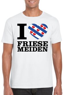 Bellatio Decorations I love Friese meiden t-shirt wit heren 2XL