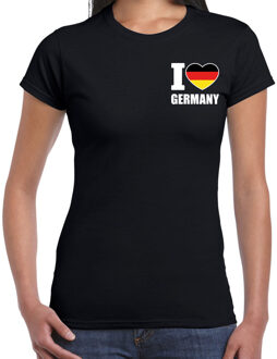 Bellatio Decorations I love Germany / Duitsland landen shirt zwart voor dames - borst bedrukking 2XL