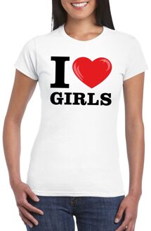 Bellatio Decorations I love girls t-shirt wit dames XS - Feestshirts