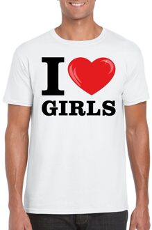 Bellatio Decorations I love girls - t-shirt - wit - voor heren - foute party kleding - vrouwen