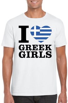 Bellatio Decorations I love Greek girls t-shirt wit heren 2XL