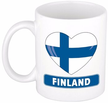 Bellatio Decorations I Love Hartje Finland koffiemok - beker - wit - 300 ml - supporters