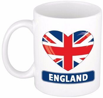 Bellatio Decorations I Love Hartje vlag Engeland Koffiemok - drink beker - Groot Britannie - 300 ml