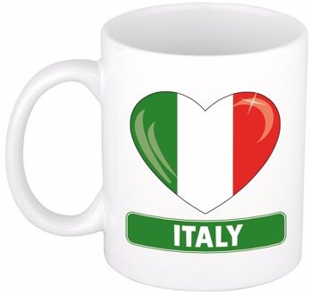 Bellatio Decorations I love Hartje vlag Italie - Koffiemok - drink beker - 300 ml - supporters