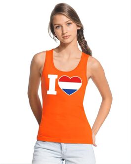 Bellatio Decorations I love Holland topje/shirt oranje dames L - Feestshirts