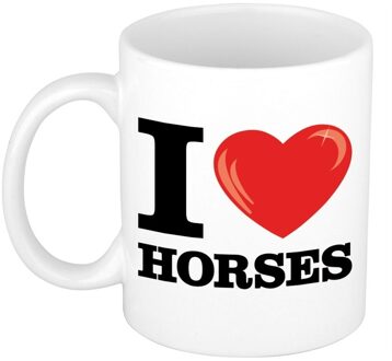 Bellatio Decorations I Love Horses koffiemok / beker 300 ml - cadeau voor paarden liefhebber Multikleur