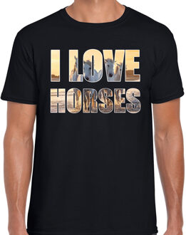 Bellatio Decorations I love horses / paarden dieren t-shirt zwart heren 2XL