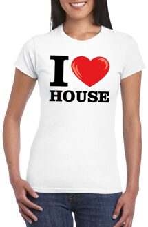 Bellatio Decorations I love house t-shirt wit dames XS - Feestshirts