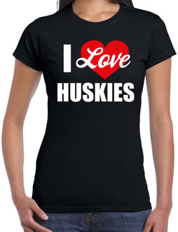 Bellatio Decorations I love Huskies honden Husky t-shirt zwart voor dames M