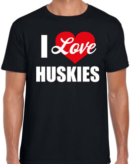 Bellatio Decorations I love Huskies honden Husky t-shirt zwart voor heren S
