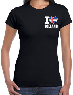 Bellatio Decorations I love Iceland / IJsland landen shirt zwart voor dames - borst bedrukking 2XL