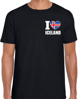 Bellatio Decorations I love Iceland / IJsland landen shirt zwart voor heren - borst bedrukking 2XL