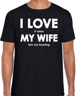 Bellatio Decorations I love it when my wife lets me bowling cadeau t-shirt zwart heren L