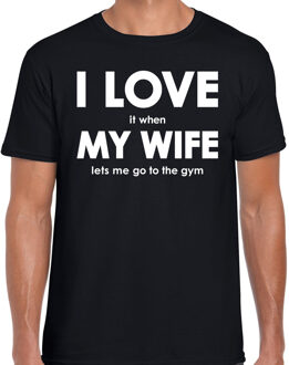 Bellatio Decorations I love it when my wife lets me go to the gym cadeau t-shirt zwart heren