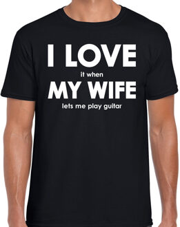 Bellatio Decorations I love it when my wife lets me play guitar cadeau t-shirt zwart heren 2XL