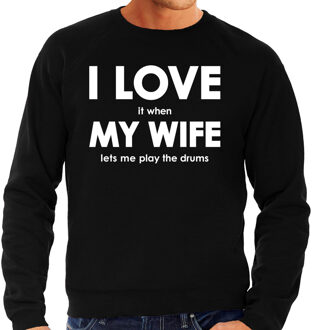 Bellatio Decorations I love it when my wife lets me play the drums trui - grappige drummen hobby sweater zwart heren - Cadeau drummer 2XL