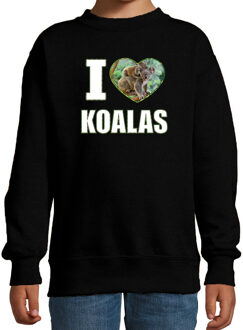 Bellatio Decorations I love koalas sweater met dieren foto van een koala zwart voor kinderen - cadeau trui koalas liefhebber - kinderkleding / kleding 12-13 jaar (152/164)