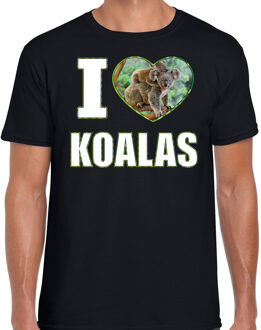 Bellatio Decorations I love koalas t-shirt met dieren foto van een koala zwart voor heren - cadeau shirt koala liefhebber L