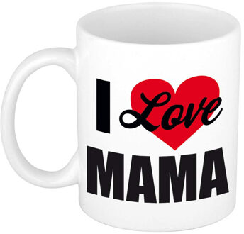 Bellatio Decorations I love mama / Ik hou van mama cadeau mok / beker wit 300 ml - Cadeau mokken