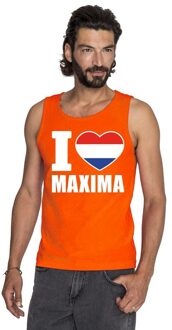 Bellatio Decorations I love Maxima mouwloos shirt oranje heren 2XL - Feestshirts