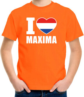 Bellatio Decorations I love Maxima shirt oranje kinderen L (146-152) - Feestshirts