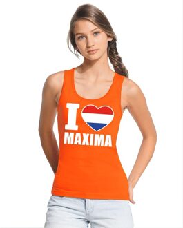 Bellatio Decorations I love Maxima topje/shirt oranje dames L - Feestshirts