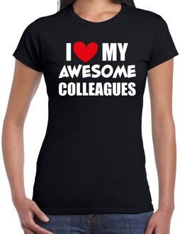 Bellatio Decorations I love my awesome colleagues / collega cadeau t-shirt zwart dames