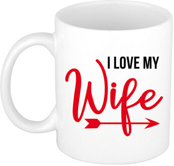 Bellatio Decorations I love my wife cadeau mok / beker wit voor Valentijnsdag 300 ml